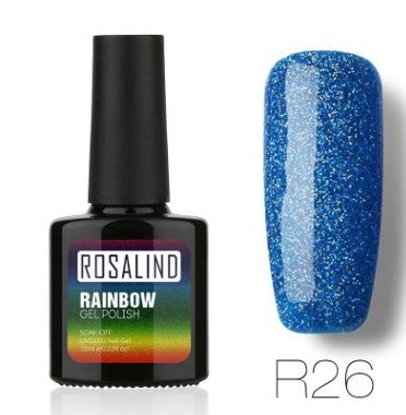 Rich blue glitter gel nail polish, shade R26
