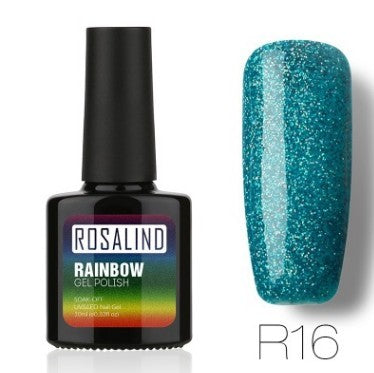 Rich blue glitter gel nail polish, shade R16