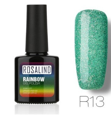 Soft green glitter gel nail polish, shade R13