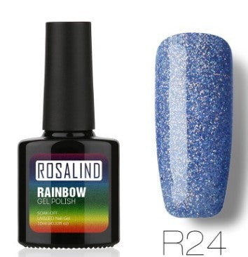 Rich blue glitter gel nail polish, shade R24