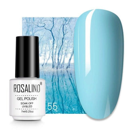 Pale blue crème gel nail polish, shade RC55