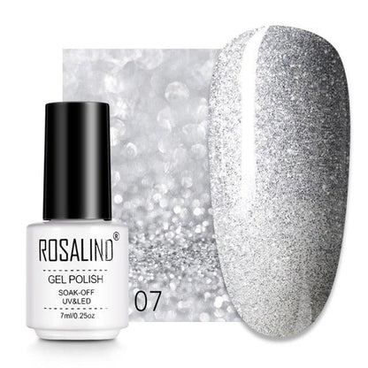 Pale ivory glitter gel nail polish, shade RC07