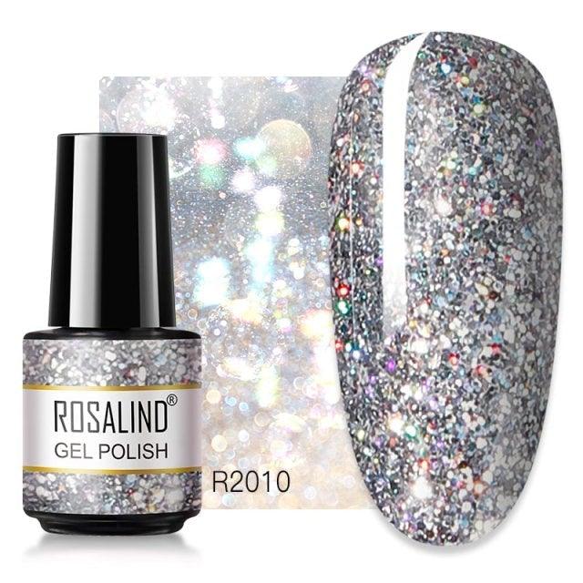 Soft grey glitter gel nail polish, shade RAR2010