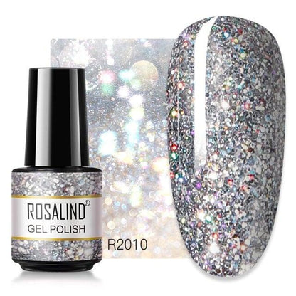 Soft grey glitter gel nail polish, shade RAR2010