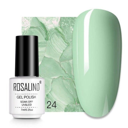 Pale green crème gel nail polish, shade RC24