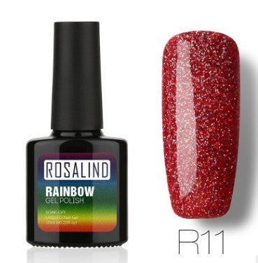 Deep red glitter gel nail polish, shade R11
