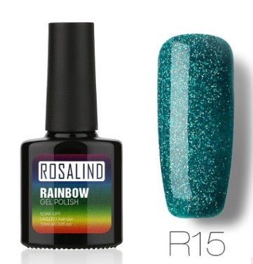 Rich blue glitter gel nail polish, shade R15
