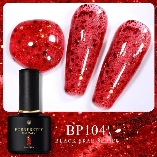 Rich red glitter gel nail polish, shade BP104