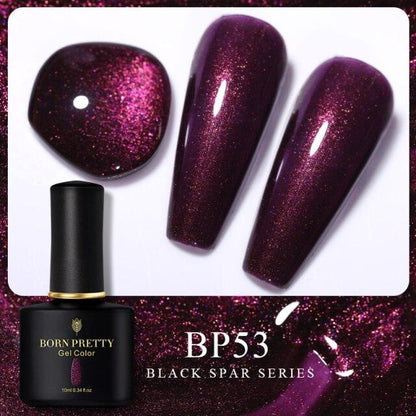 Espresso plum glitter gel nail polish, shade BP53
