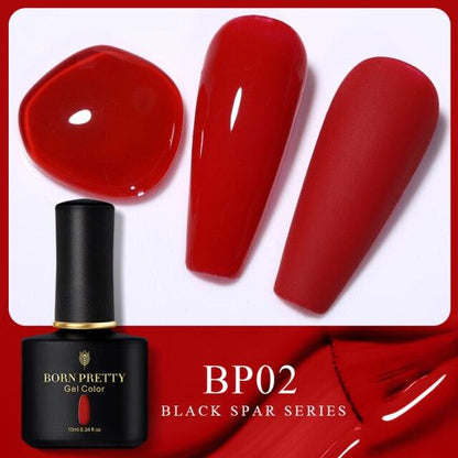 Deep red crème gel nail polish, shade BP02