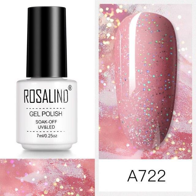Soft pink shimmer gel nail polish, shade RCA722