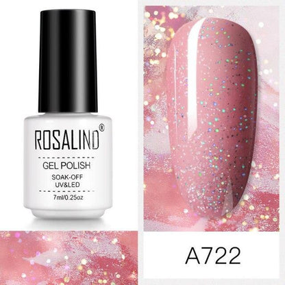 Soft pink shimmer gel nail polish, shade RCA722