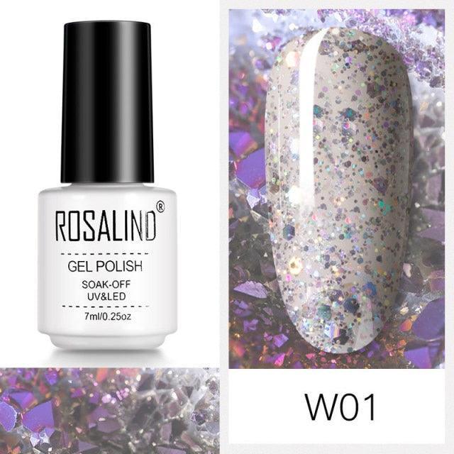 Rich pink glitter gel nail polish, shade RCW01