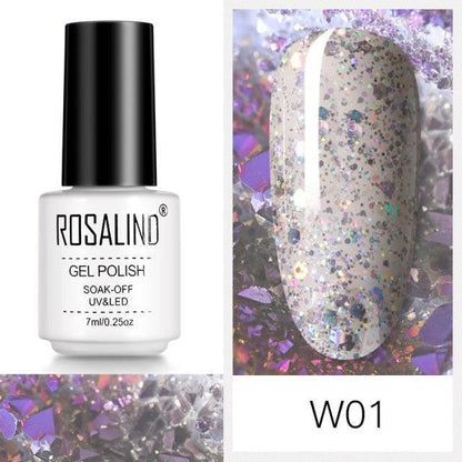 Rich pink glitter gel nail polish, shade RCW01