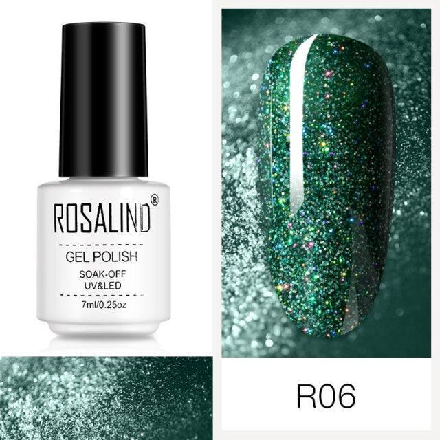Deep green glitter gel nail polish, shade RCR06