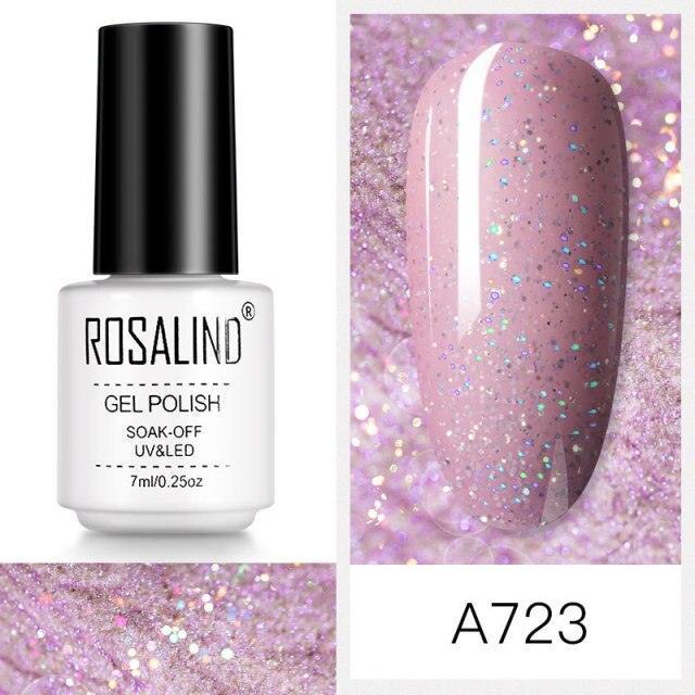Soft pink shimmer gel nail polish, shade RCA723