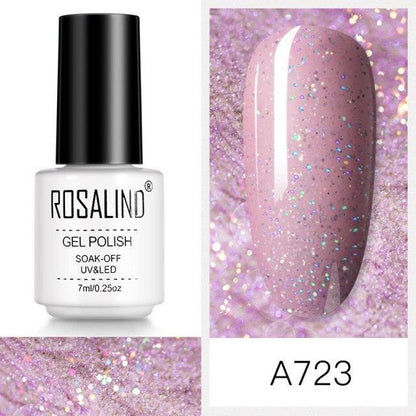 Soft pink shimmer gel nail polish, shade RCA723