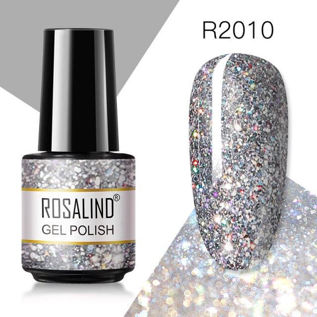Soft grey glitter gel nail polish, shade RAR2010