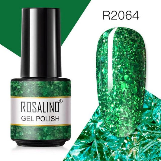 Rich green glitter gel nail polish, shade RAR2064