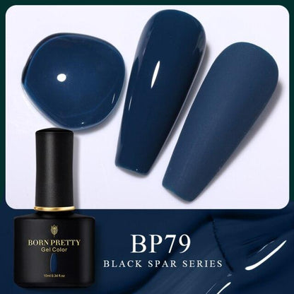 Deep blue crème gel nail polish, shade BP79