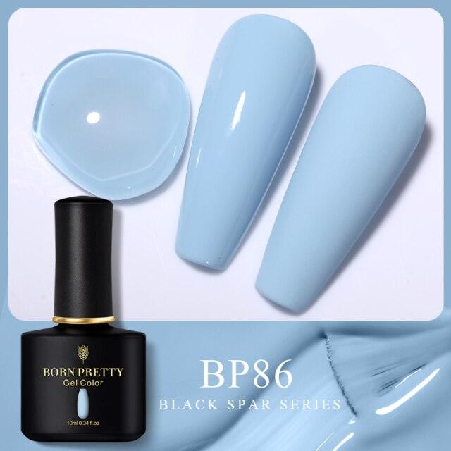 Pale blue crème gel nail polish, shade BP86