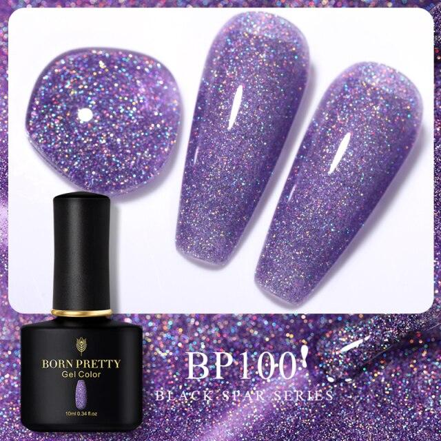 Deep violet glitter gel nail polish, shade BP100