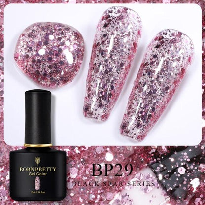Rich red glitter gel nail polish, shade BP29