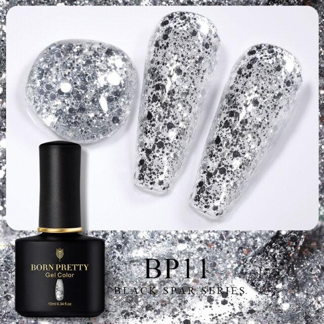 Pale ivory glitter gel nail polish, shade BP11