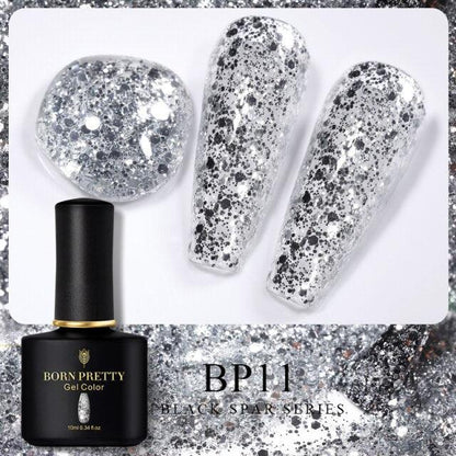 Pale ivory glitter gel nail polish, shade BP11