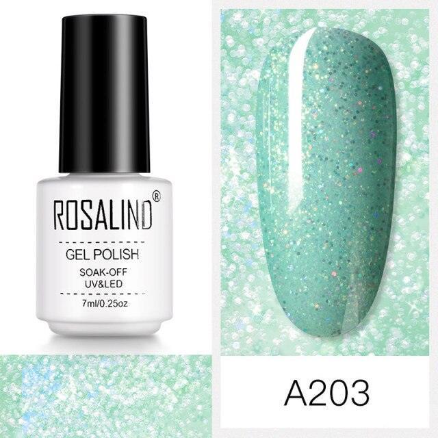 Pale green shimmer gel nail polish, shade RCA203