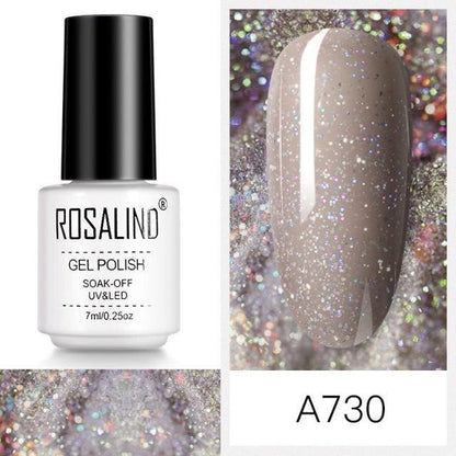 Rich grey glitter gel nail polish, shade RCA730