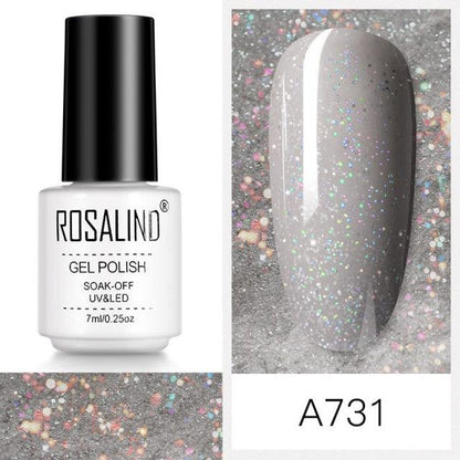 Soft grey shimmer gel nail polish, shade RCA731