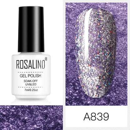 Rich violet glitter gel nail polish, shade RCA839