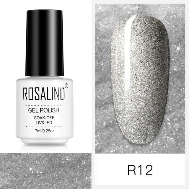 Soft grey glitter gel nail polish, shade RCR12
