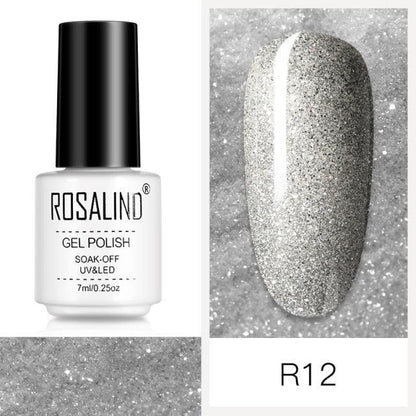 Soft grey glitter gel nail polish, shade RCR12