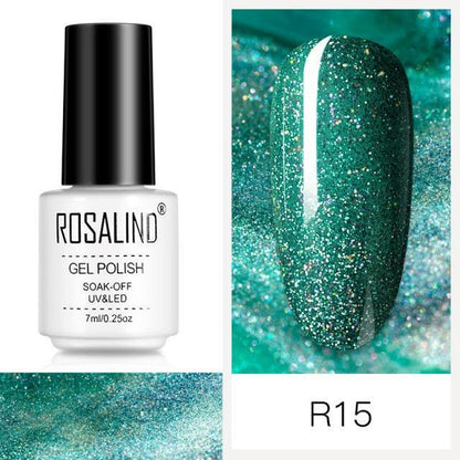 Rich blue glitter gel nail polish, shade RCR15