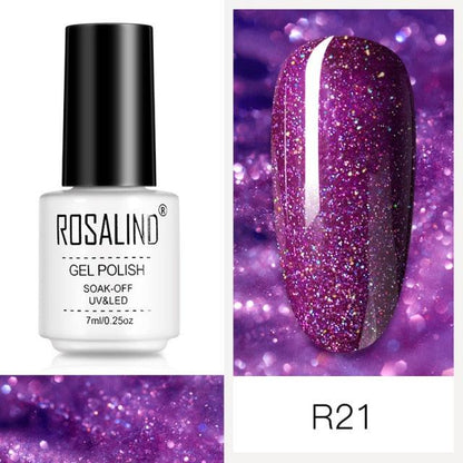 Deep violet glitter gel nail polish, shade RCR21