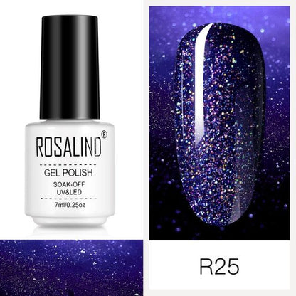 Espresso blue glitter gel nail polish, shade RCR25
