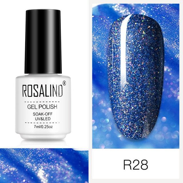 Rich blue glitter gel nail polish, shade RCR28