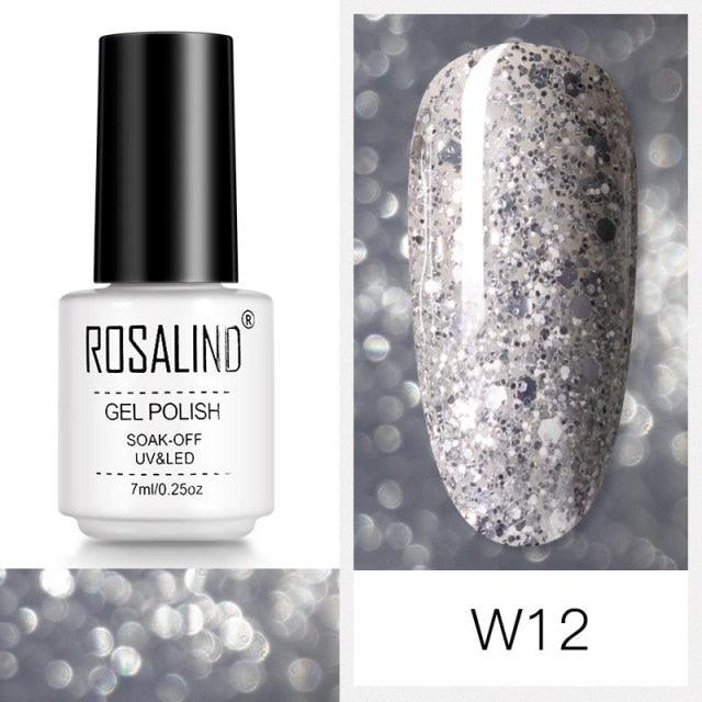 Rich grey glitter gel nail polish, shade RCW12