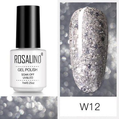 Rich grey glitter gel nail polish, shade RCW12