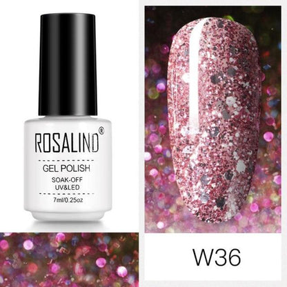 Rich red glitter gel nail polish, shade RCW36