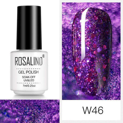 Deep violet glitter gel nail polish, shade RCW46